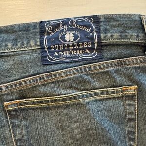 Lucky Brand Blue Jeans with Vintage Wash and Contrast Stitching